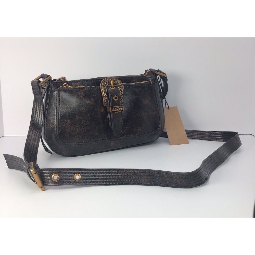STEVE MADDEN BRubben2 brown distressed crossbody bag
